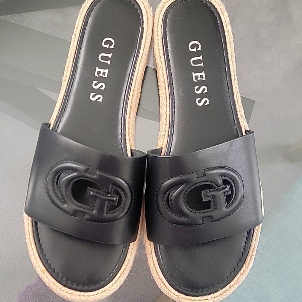 Guess womens black slide sandals